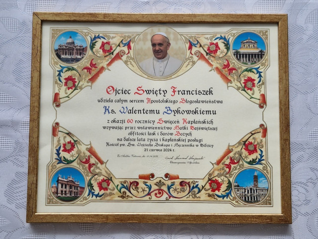  Diamentowy jubileusz kapłaństwa księdza prałata Walentego Bykowskiego 